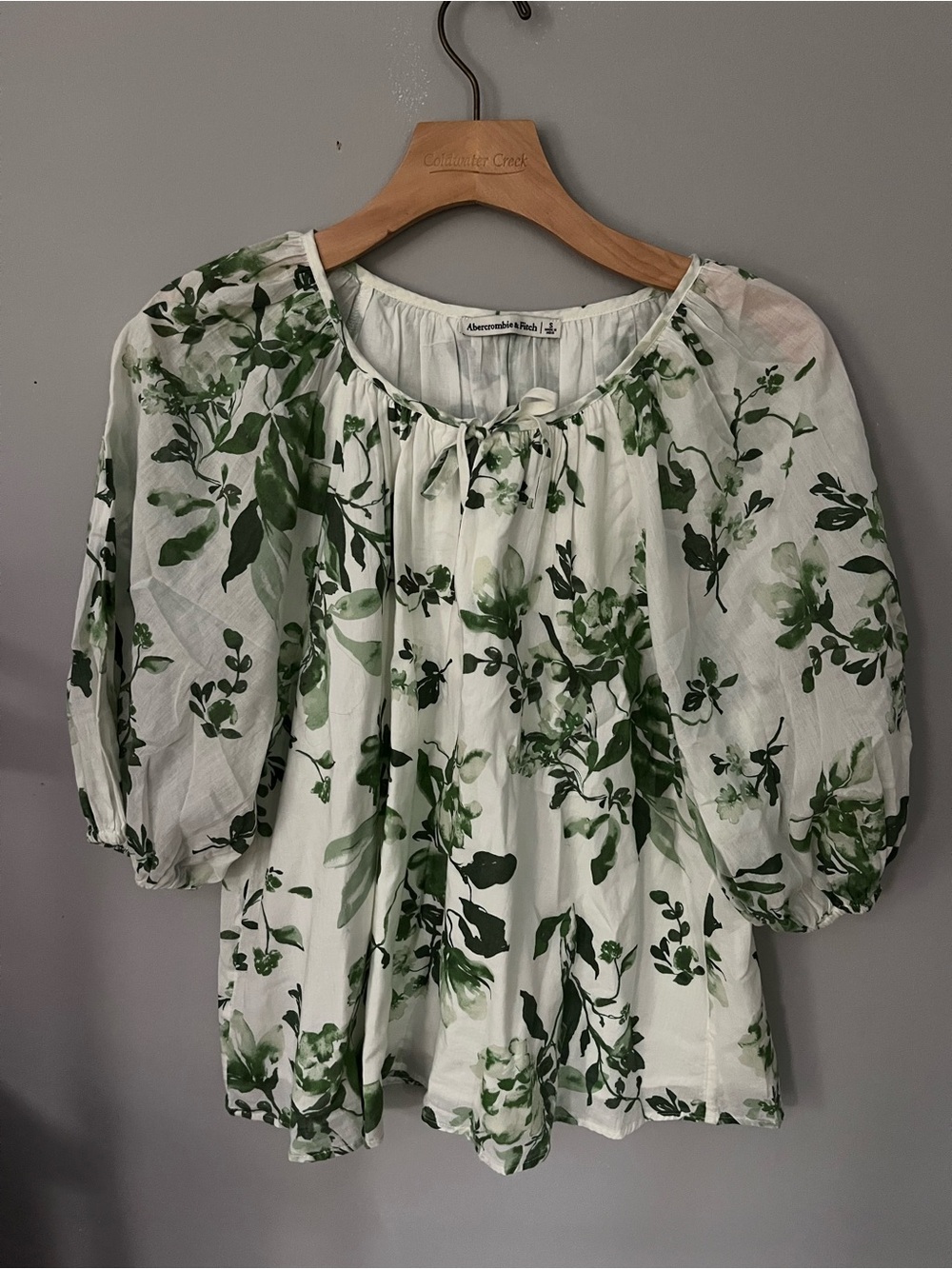 A&F Floral Green Blouse